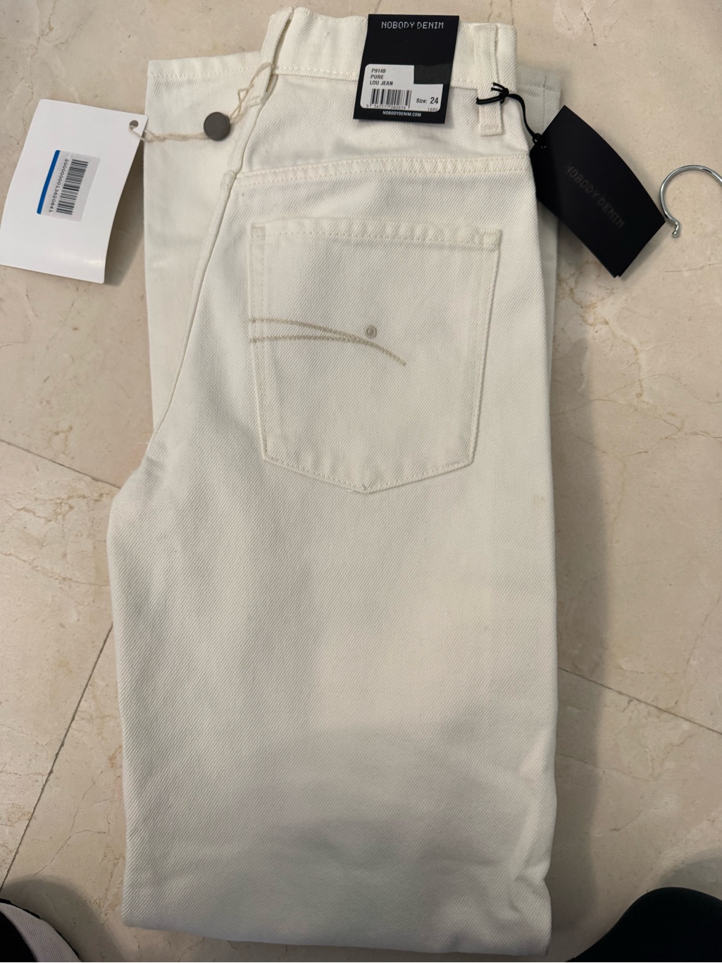 Nobody Denim Off-White Straight-Leg Ripped Jeans — image 6 of 8